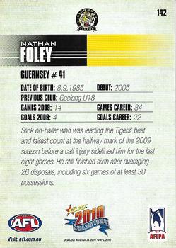 2010 Select AFL Champions #142 Nathan Foley Back